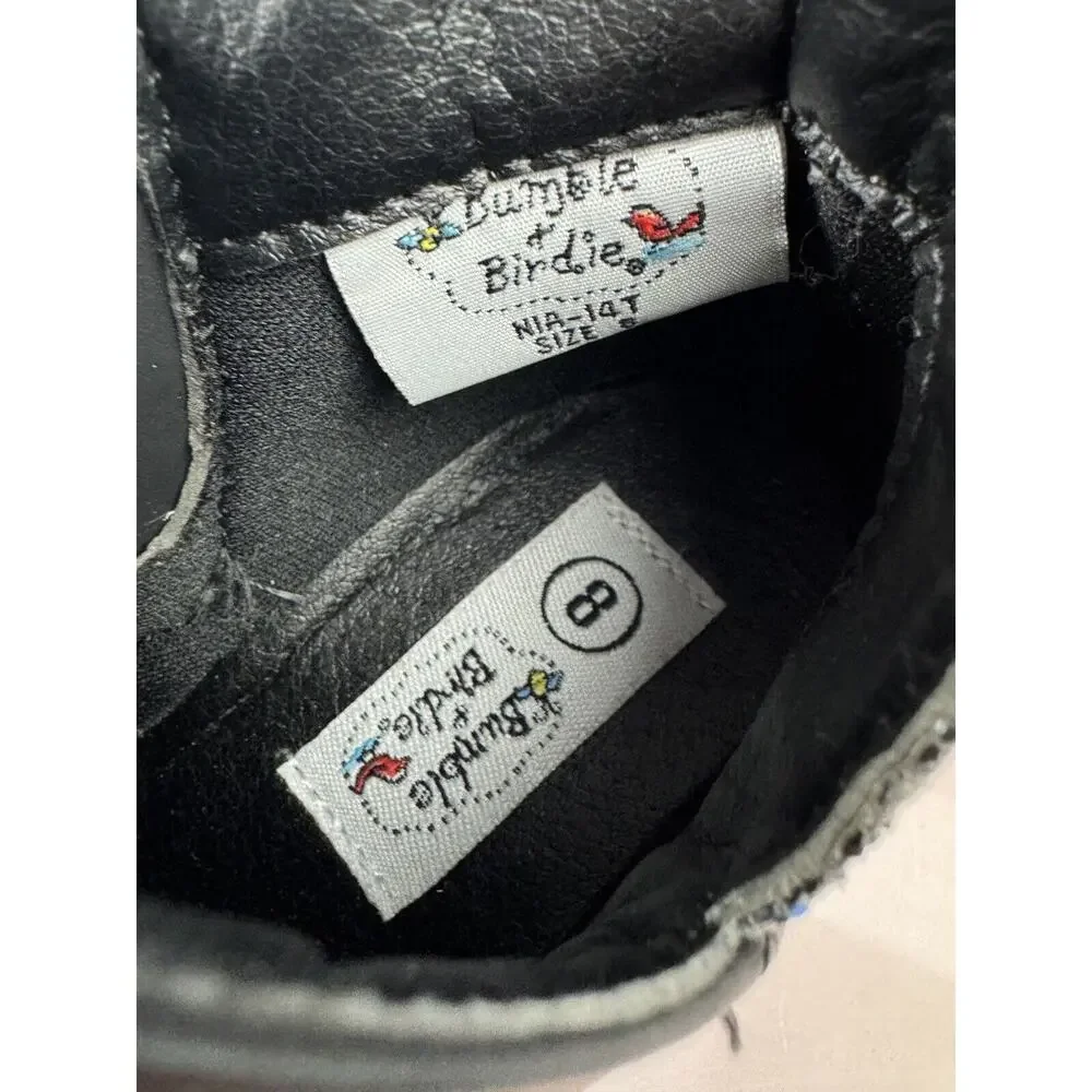 Bumble & Birdie Toddler Girls Ankle Boots Sz 8 Glittler Black Sparkle‎